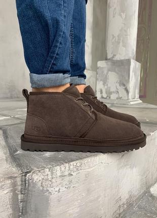 Зимние мужские ботинки с мехом ugg brown коричневые (уггі)1 фото