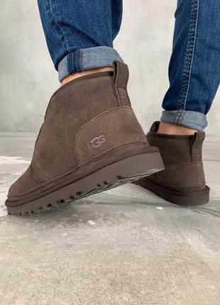 Зимние мужские ботинки с мехом ugg brown коричневые (уггі)3 фото