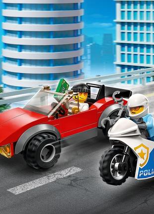 Лего сіті lego city переслідування на поліцейському мотоциклі [60392](59 деталей) brickslife4 фото