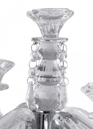 Підсвічник канделябр скляний на п'ять свічок з підвісками 35 см3 фото