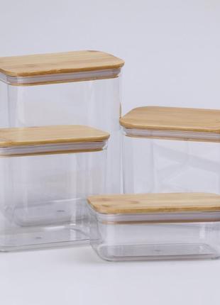 Банки для сипучих продуктів набір з 4 шт скляні ємності для зберігання з кришкою