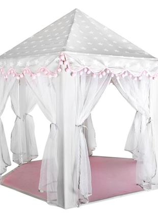 Детская палатка, шатер, игровая палатка серо-розовая kruzzel 87724 фото