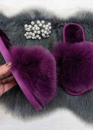 Тапочки меховые женские фиолетовые 44402 фото