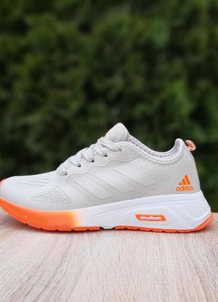 Adidas cloudfoom серые с оранжевым6 фото