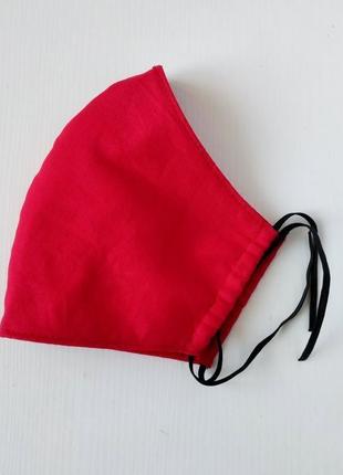 Красная маска для лица (3-слойная, хлопок, многоразовая)4 фото