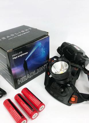 Ліхтар налобний x-balong xq-218-hp50 акумуляторний led zoom з функцією power bank 3 режими роботи7 фото