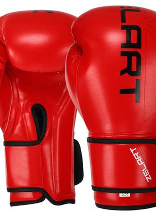 Перчатки боксерские (р-р 10,12,14 oz) zelart полиуретан bo-9056 красно-черный1 фото