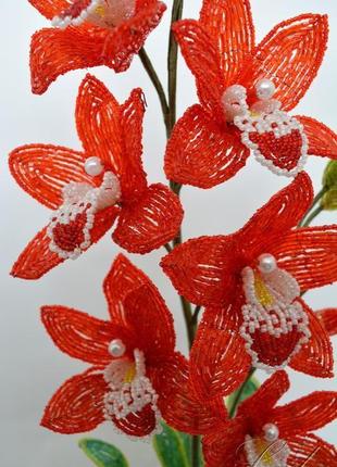 Орхідея з бісеру ручної роботи2 фото