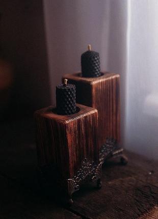 Дерев'яний свічник, свічник на ніжках, дизайнерський свічник1 фото