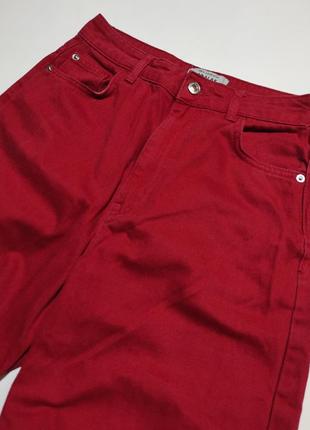Широкие длинные красные джинсы палаццо wide leg палацо штаны брюки плотные7 фото