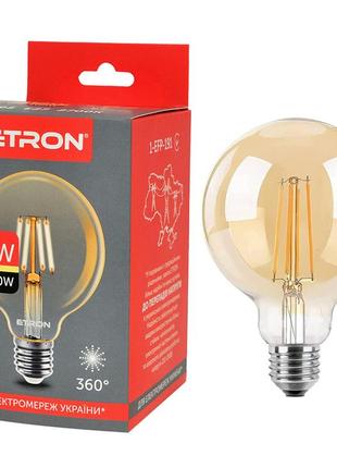 Світлодіодна філаментна лампа etron filament g95 10w e27 2700k золото sneha (1-efp-191)