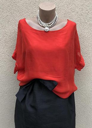 Червона,шелк100% блуза реглан,сорочка,етно стиль бохо