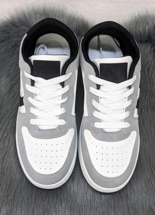 Кроссовки кеды женские белые с серым swin-shoes 44417 фото