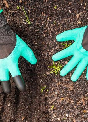 Садові рукавички з кігтями garden gloves для саду та городу3 фото