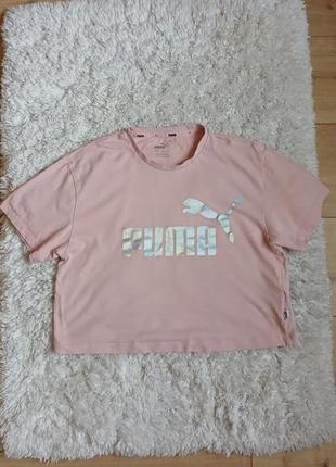 Актуальная футболка puma, спортивная футболка, укороченная спортивная футболка puma, спортивный топ, спортивная подростковая футболка1 фото