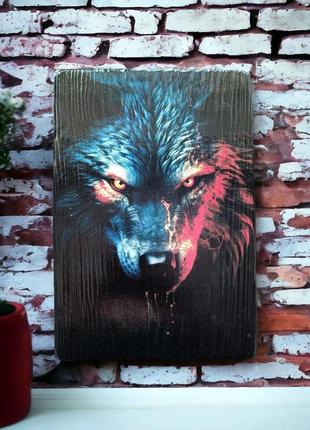 Дерев'яне панно с підвісом на стіну моторошний вовк