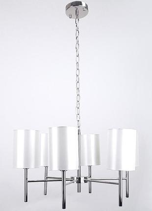 Люстра в хроме на 6 лампочек с белыми абажурами sneha (99785818796/6)