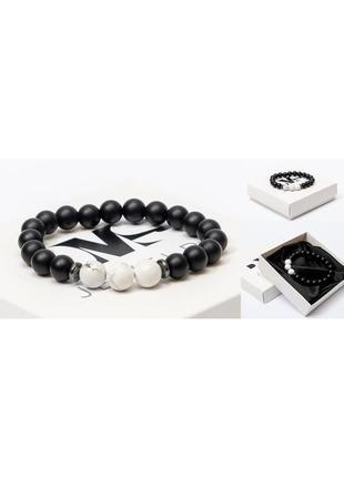 Браслет dms jewelry з шунгіта і кахолонга з дисками white triple4 фото