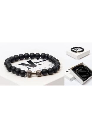 Браслет dms jewelry з шунгіта з гантеллю strongman's bracelet4 фото