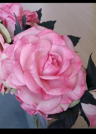 Обруч із фоамірана. троянди есперанс.5 фото