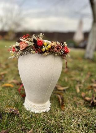 Венок на голову из сухоцветов “украинские мотивы”7 фото