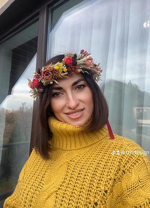 Венок на голову из сухоцветов “украинские мотивы”