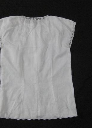 Xs-s, лляна біла блузка сорочка з мереживом та вишивкою6 фото