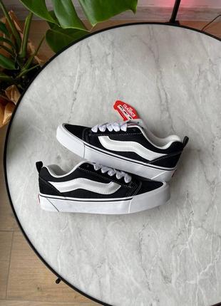 Мужские кроссовки vans knu skool black white8 фото