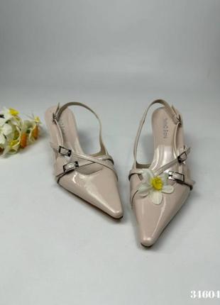 Женские туфли босоножки слингбэки лакированные разные цвета4 фото
