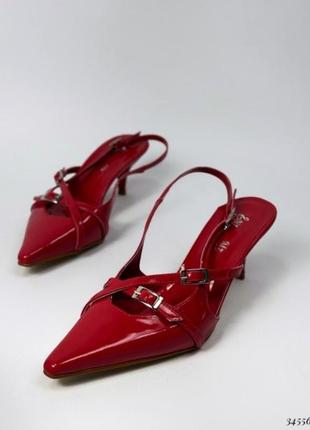 Женские туфли босоножки слингбэки лакированные разные цвета8 фото