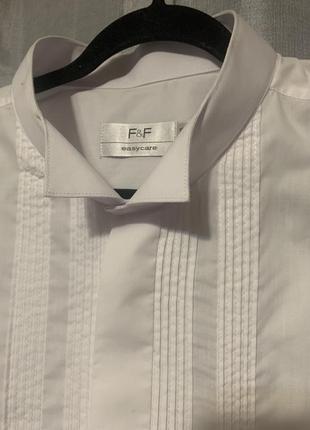 Белая праздничная мужская рубашка f&f2 фото