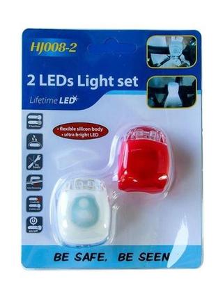 Ліхтарики велосипедні 2 штуки led light set hj008-2 bike2 фото