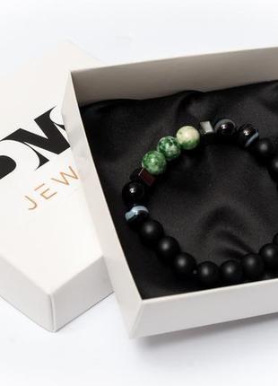 Чоловічий браслет dms jewelry з шунгіта, гематиту, агата black and green agate2 фото