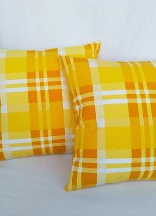 Декоративна подушка, "жовта клітинка" 40см х 40см2 фото