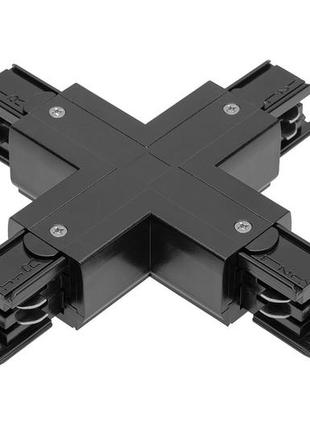 Коннектор крестовой 3-фазный черный sneha (997066-12 bk)1 фото