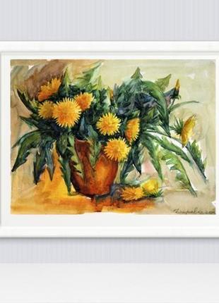 Картина квіти кульбаби картина картина з квітами художник картина в подарунок замовити картину3 фото