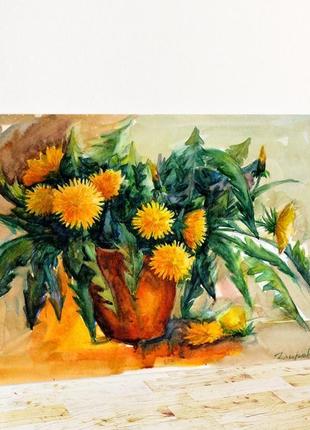 Картина квіти кульбаби картина картина з квітами художник картина в подарунок замовити картину4 фото