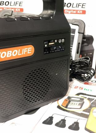 Якісний led-ліхтар yobolife lm-3609 оригінал + power bank + 3 лампочки + сонячна панель3 фото