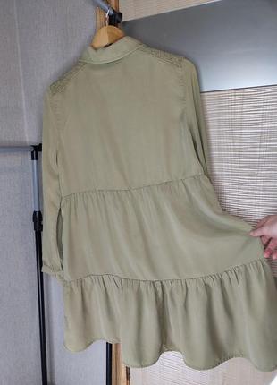 Новое платье zara. короткое платье. платье лиоцелл. платье с воротничком.7 фото