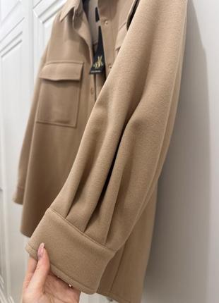 Сорочка тепла жакет куртка бомбер із вовни коричнева бежева marsergo zara massimo dutti amanda український бренд9 фото