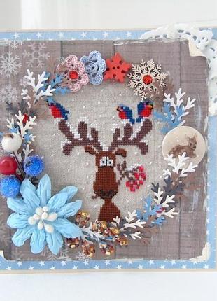 Открытка рождественский венок