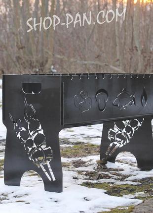 Мангал розбірний на 8 шт з індивідуальним гравіюванням - на подарунок