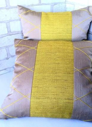 Комплект декоративних подушок "сірий&жовтий"" 40см х 40см, 2шт ×40см 2шт4 фото