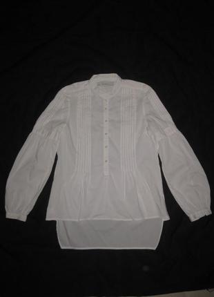 S-m, белая рубашка блузка zara стрейч-коттон