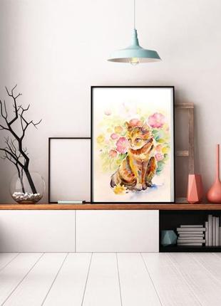 Картина кошка картины с животными картина цветы картина акварелью подарок заказать картину2 фото