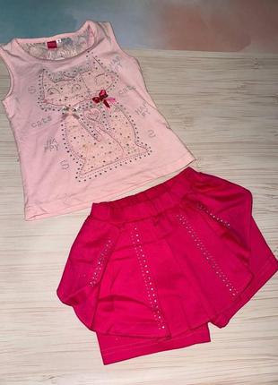 Літній костюм для дівчинки майка та шорти 6-7 років1 фото