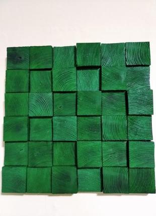 Смарагдове панно-мозаїка з натуральних зпилів дерева5 фото