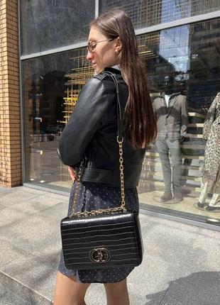 Жіноча сумка з еко-шкіри dior caro croco діор молодіжна, брендова сумка через плече9 фото