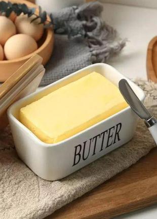 Масленка c ножом "butter" масленица керамическая6 фото