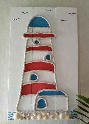 Картина з дерева та джуту "маяк"